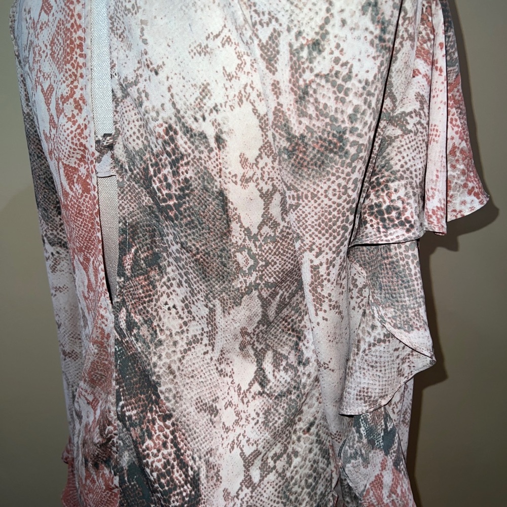 Olivaceous Snakeskin Python Print Blouse Ruffled … - image 6